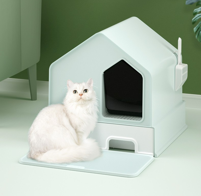 Petwiz Enclosed Cat Litter Box House - Green V378-PWCLB-GR