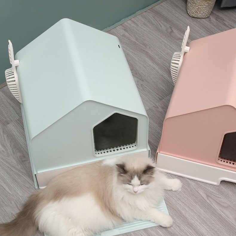 Petwiz Enclosed Cat Litter Box House - Green V378-PWCLB-GR