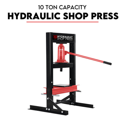 10 Ton Hydraulic Shop Press Workshop Jack Bending Stand H-Frame Tool Stand V379-10TSHPPRSS