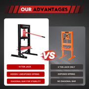 10 Ton Hydraulic Shop Press Workshop Jack Bending Stand H-Frame Tool Stand V379-10TSHPPRSS