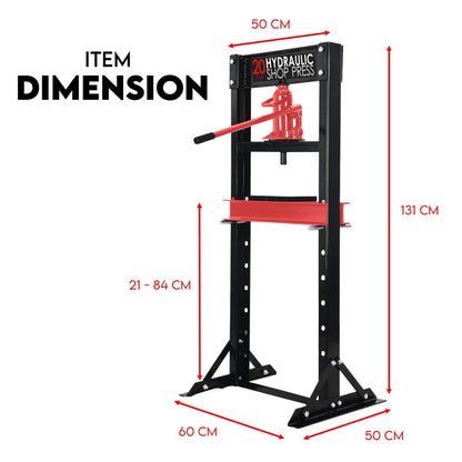 20 Ton Hydraulic Shop Press Workshop Jack Stand Bending Tool V379-20TSHOPPRS