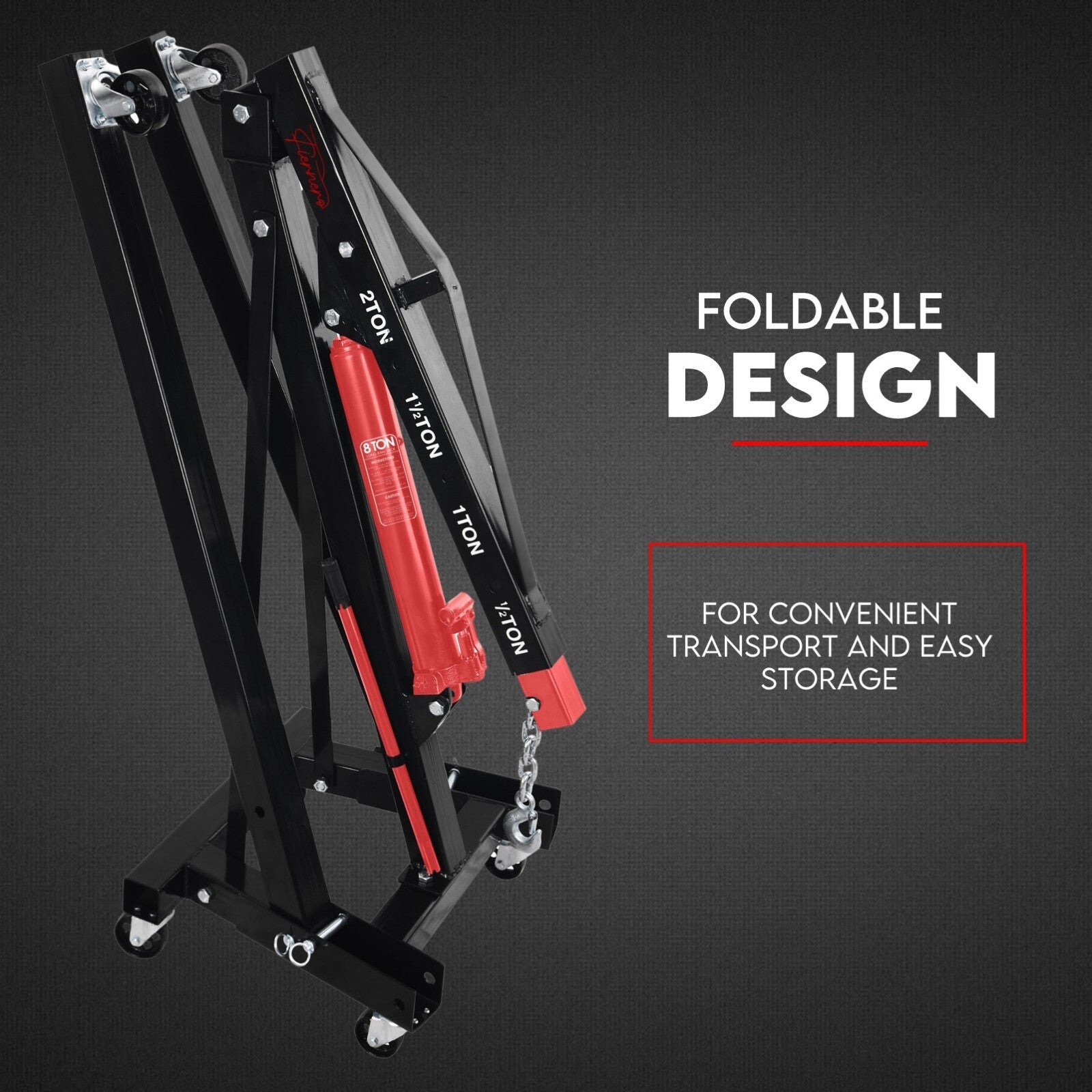 2 Ton Hydraulic Engine Crane Folding Hoist Stand Mobile Lifter Workshop Lift V379-2TFLDCRANE