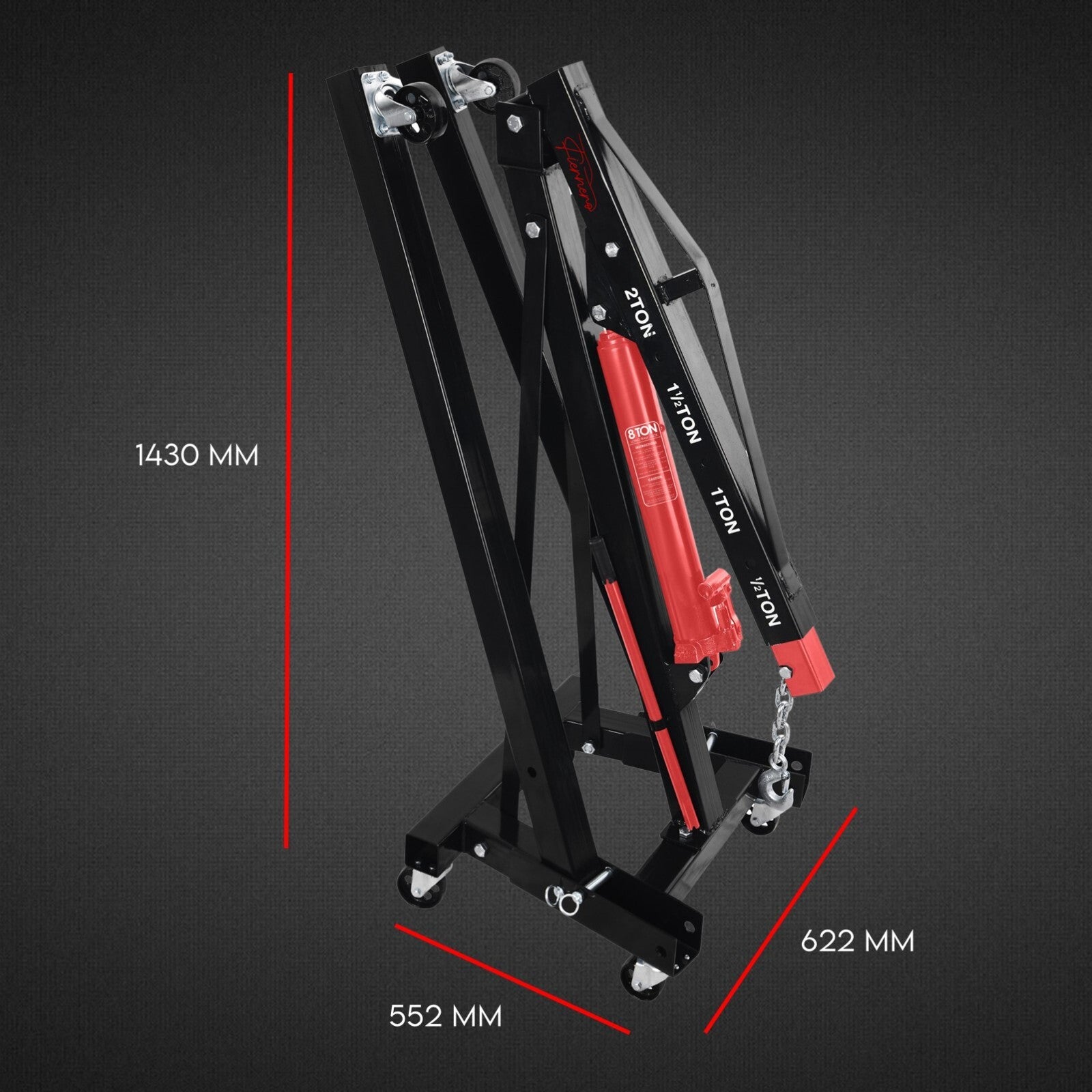 2 Ton Hydraulic Engine Crane Folding Hoist Stand Mobile Lifter Workshop Lift V379-2TFLDCRANE