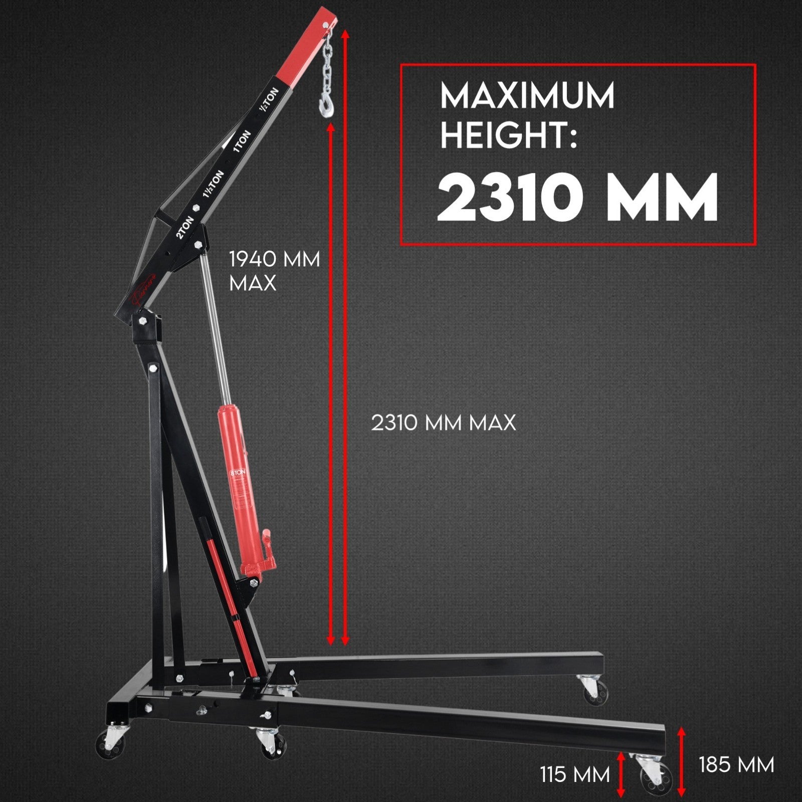 2 Ton Hydraulic Engine Crane Folding Hoist Stand Mobile Lifter Workshop Lift V379-2TFLDCRANE