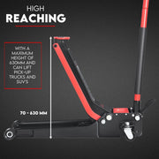 2 Ton Low Profile Trolley Jack Hydraulic Floor Car Lifter Dual Pump 70-620MM V379-2TLWPROJACK001