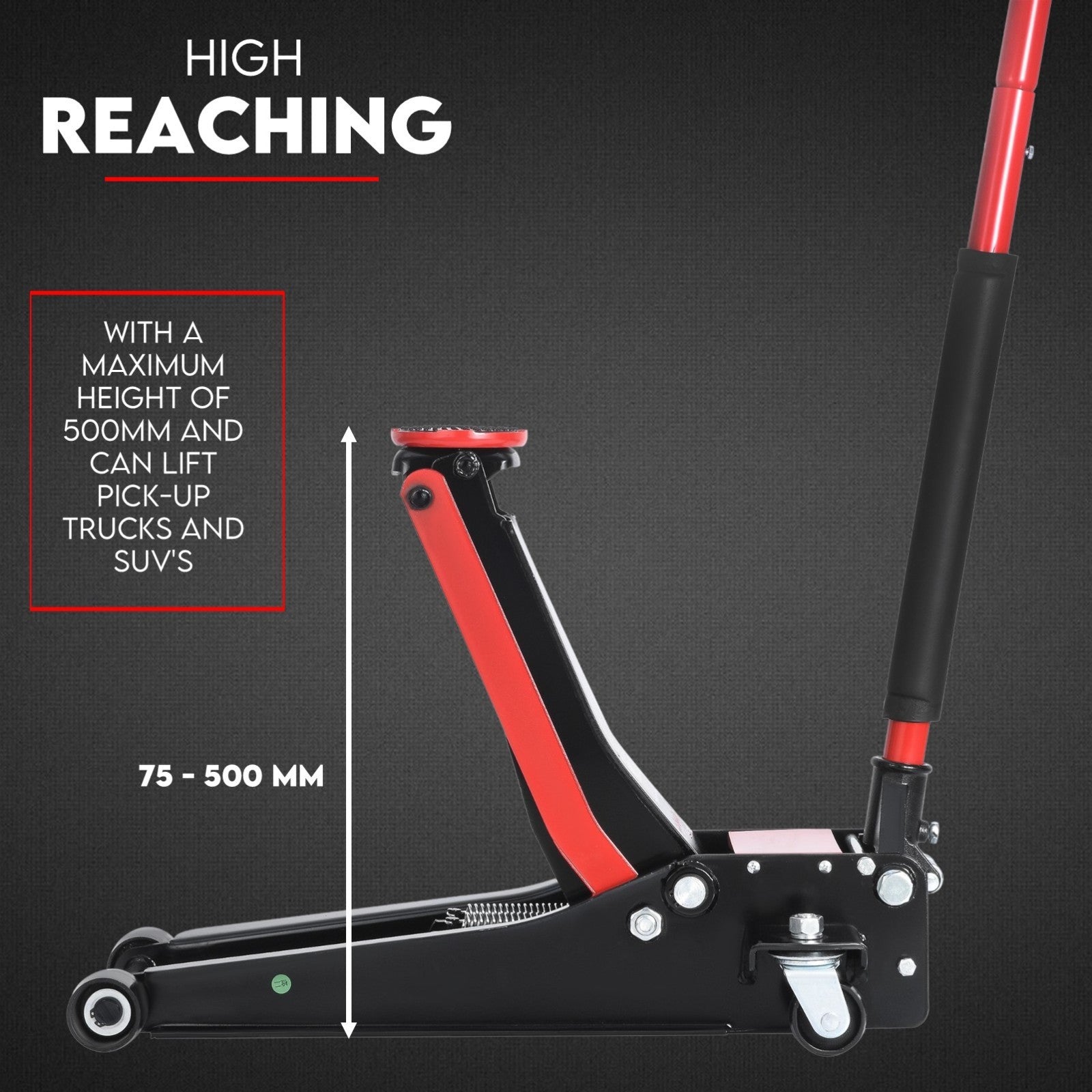 3 Ton Hydraulic Floor Jack 3T Trolley Low Profile Car Track Quick Lifting 75-500mm V379-3TLWPROJAC