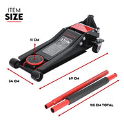 3 Ton Hydraulic Floor Jack 3T Trolley Low Profile Car Track Quick Lifting 75-500mm V379-3TLWPROJAC