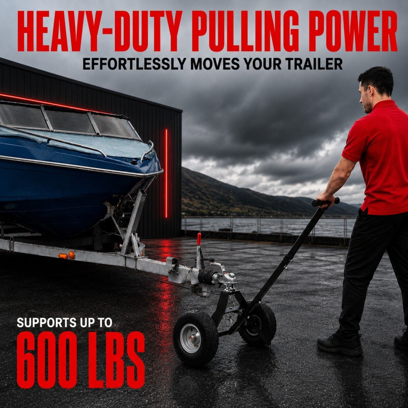 600lbs Trailer Dolly with 48mm Ball Solid Tires Portable Tow Dolly Wheel Tow
