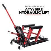 Low Profile Motorcycle ATV 680kg Motorbike Hydraulic Jack Stand Tie Down V379-ATVBIKELIF
