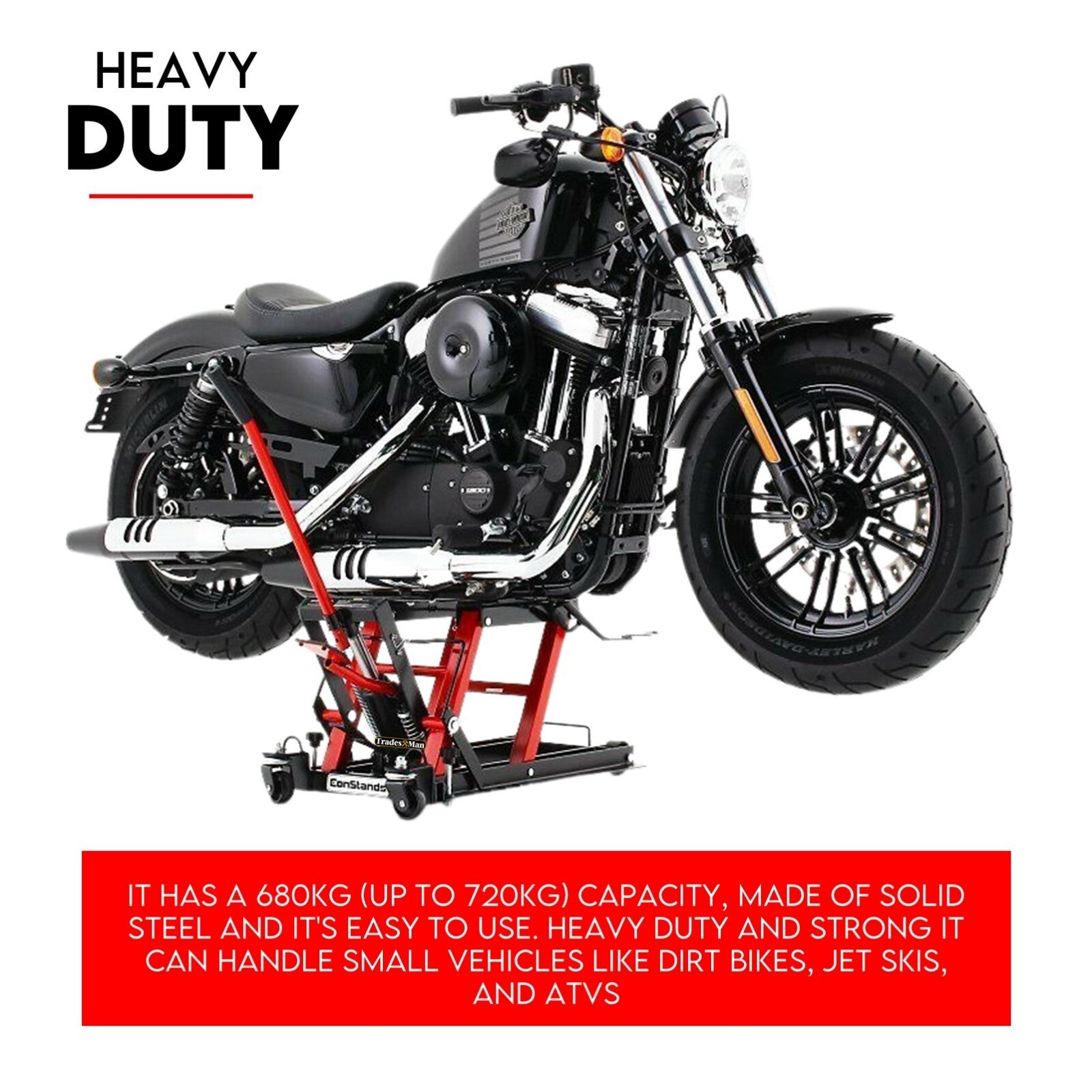 Low Profile Motorcycle ATV 680kg Motorbike Hydraulic Jack Stand Tie Down V379-ATVBIKELIF