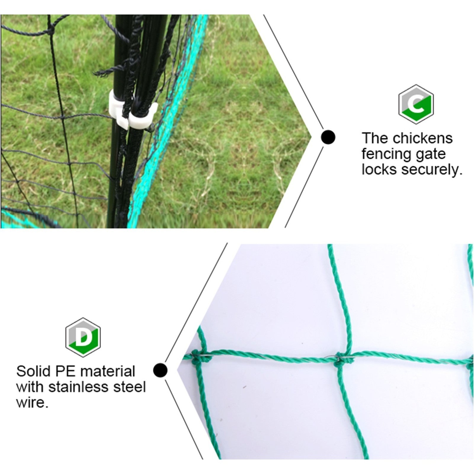 Electric Chicken Netting 60m x 115cm Green Double Prong Poultry Mesh Fence V379-CHICKNET60