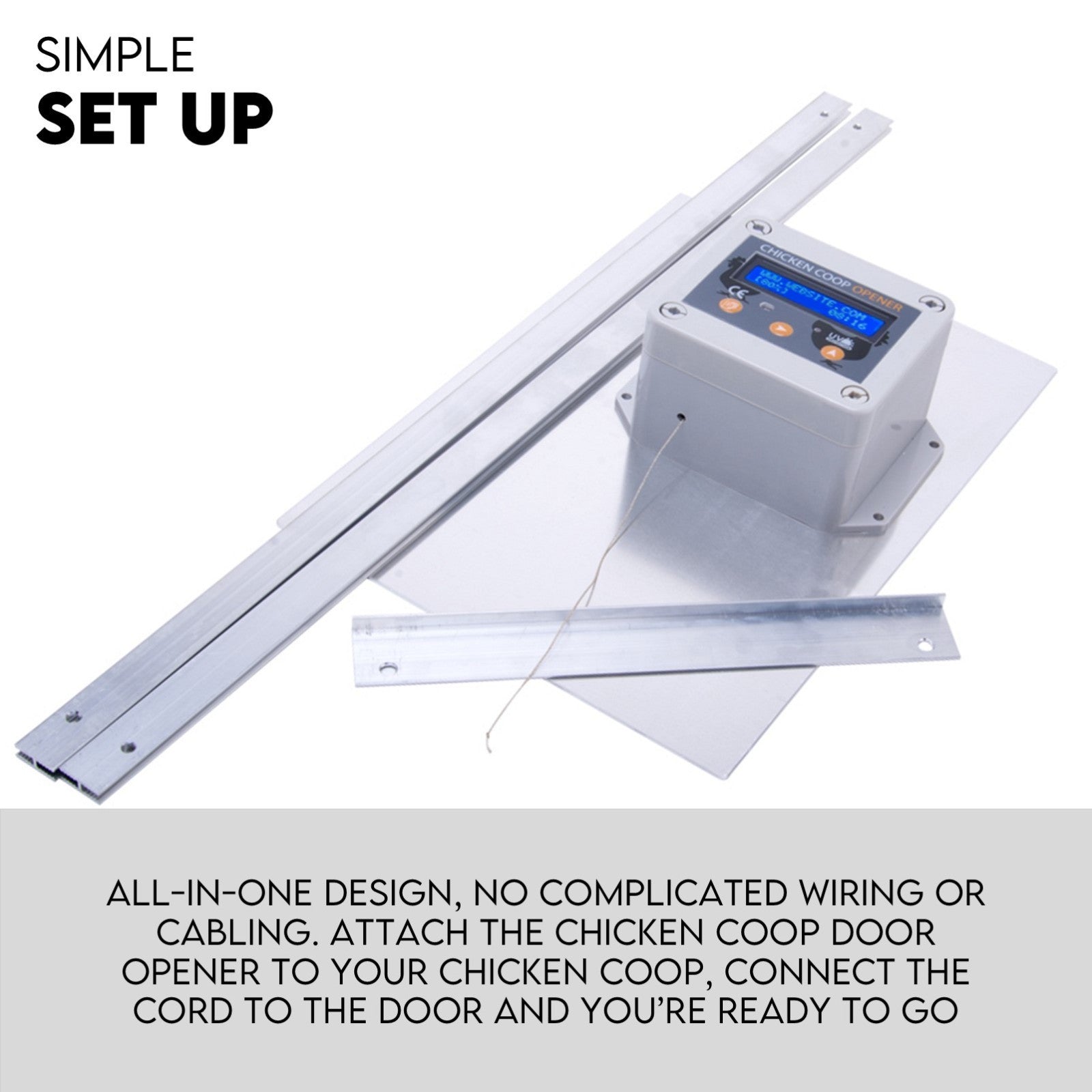 Automatic Chicken Coop Door Opener Cage Closer Timer and Light Sensor V379-CHKNCOOP02