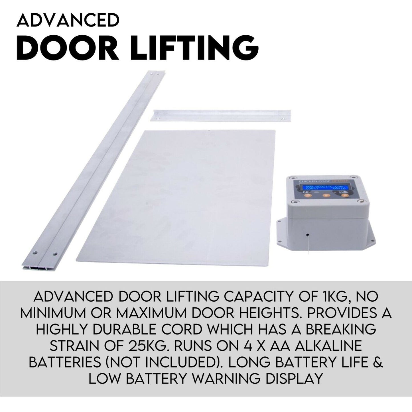 Chicken Coop Door with Digital LCD Screen to manage Timer and Sensor V379-CHKNCOOP025009