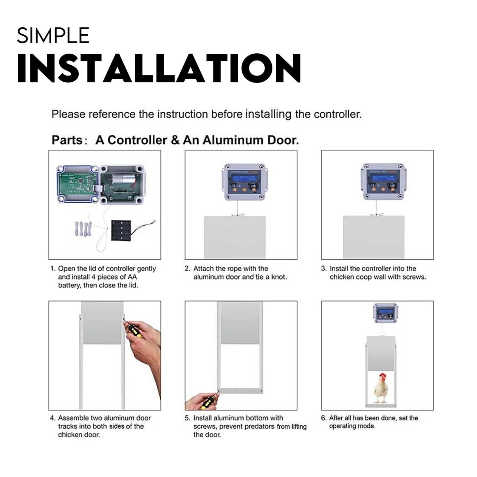 Chicken Coop Door with Digital LCD Screen to manage Timer and Sensor V379-CHKNCOOP025009
