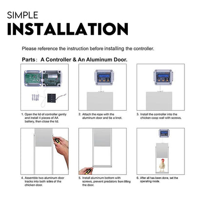 Chicken Coop Door with Digital LCD Screen to manage Timer and Sensor V379-CHKNCOOP025009