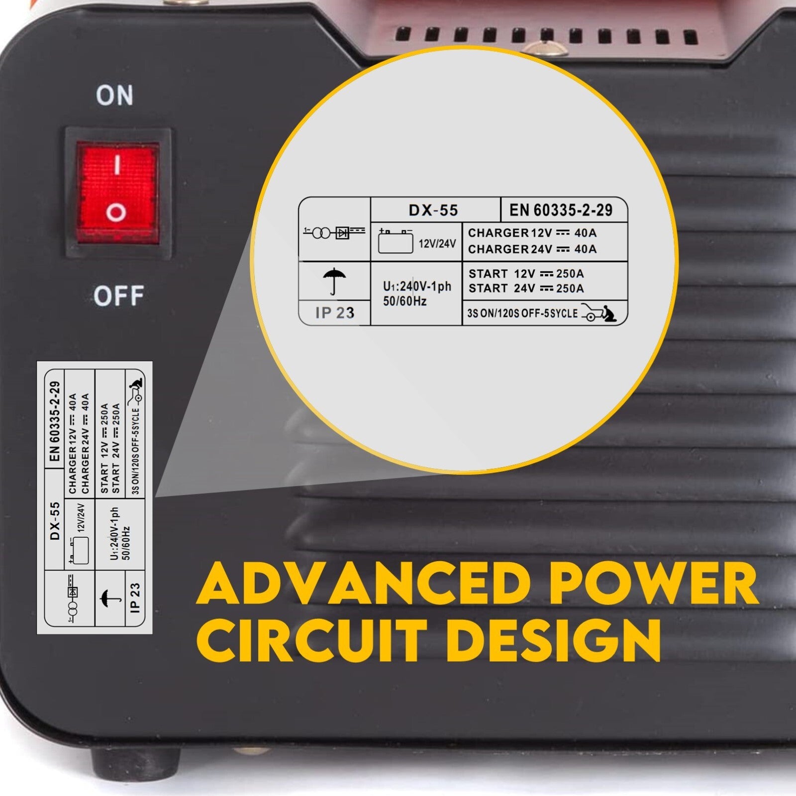2IN1 Car Battery Charger Jump Starter 12 24V 40A ATV Boat Tractor V379-CHRGERDX25