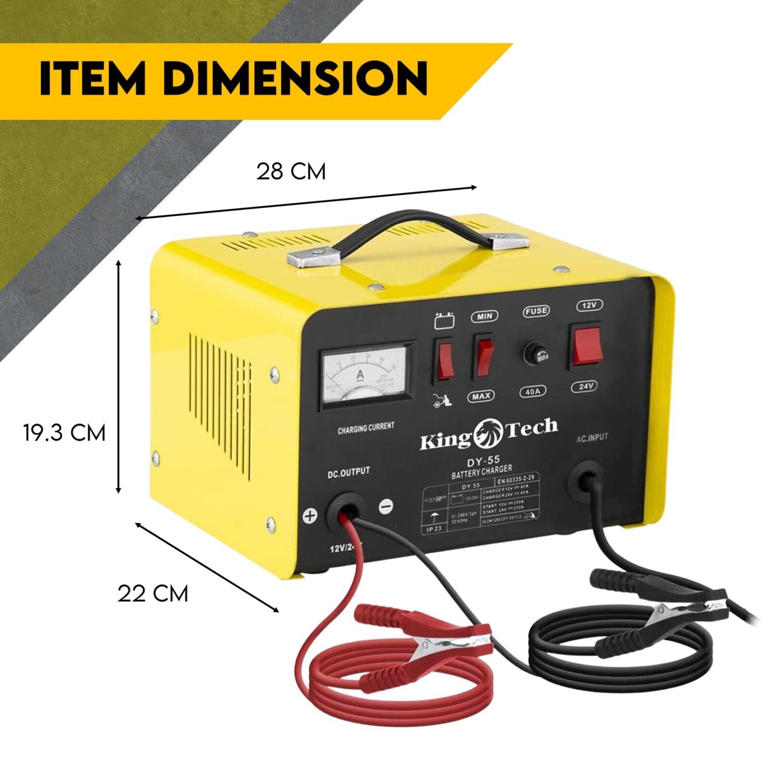Kingtech 2in1 Battery Charger Jump Starter New Dual Heavy Duty Car Charger 40Amp V379-CHRGERDY155001