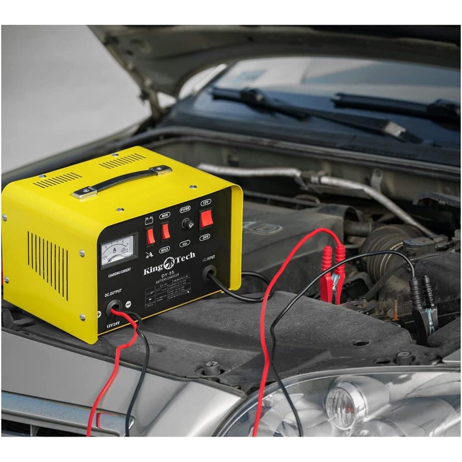 Kingtech 2in1 Battery Charger Jump Starter New Dual Heavy Duty Car Charger 40Amp V379-CHRGERDY155001