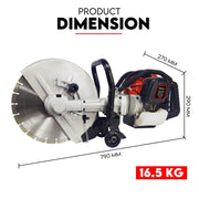 Petrol Demolition Saw 75CC Concrete Cut Off Wet Demo Road Cutter Brick 350MM V379-CUTOFSAW052001