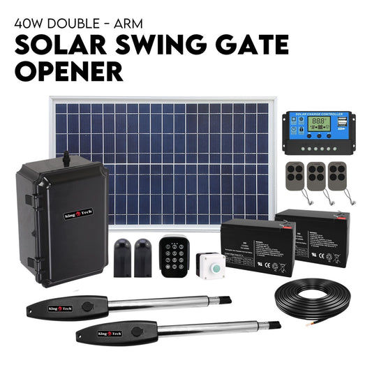 Full Solar Automatic 40W Double Swing Gate Opener Remote Keypad Control V379-DBLESOLAR0