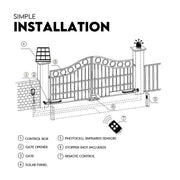 Full Solar Automatic 40W Double Swing Gate Opener Remote Keypad Control V379-DBLESOLAR0