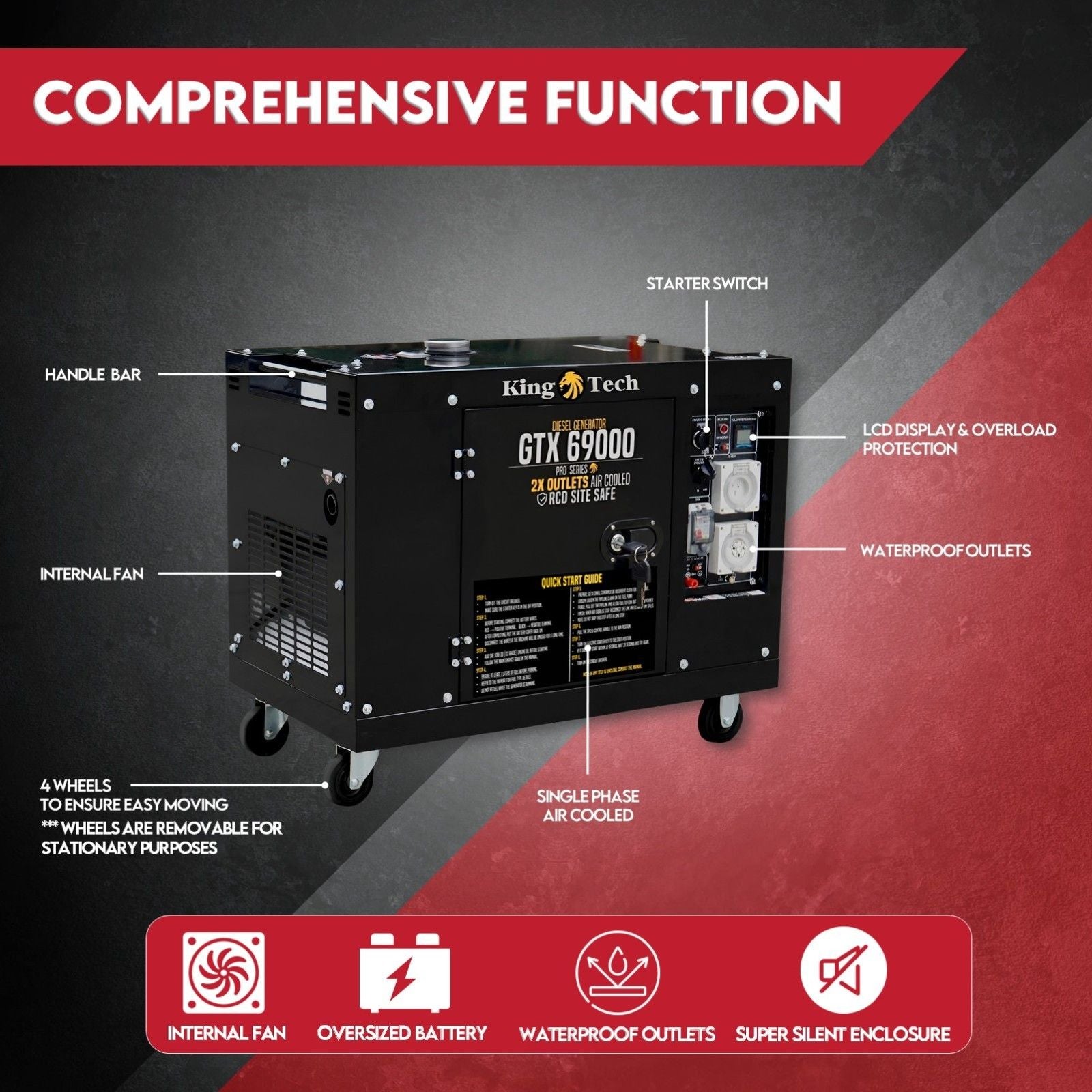 8.4kW Max 6kW Rated Diesel Generator New Single Phase Commercial V379-DIESLGEN69