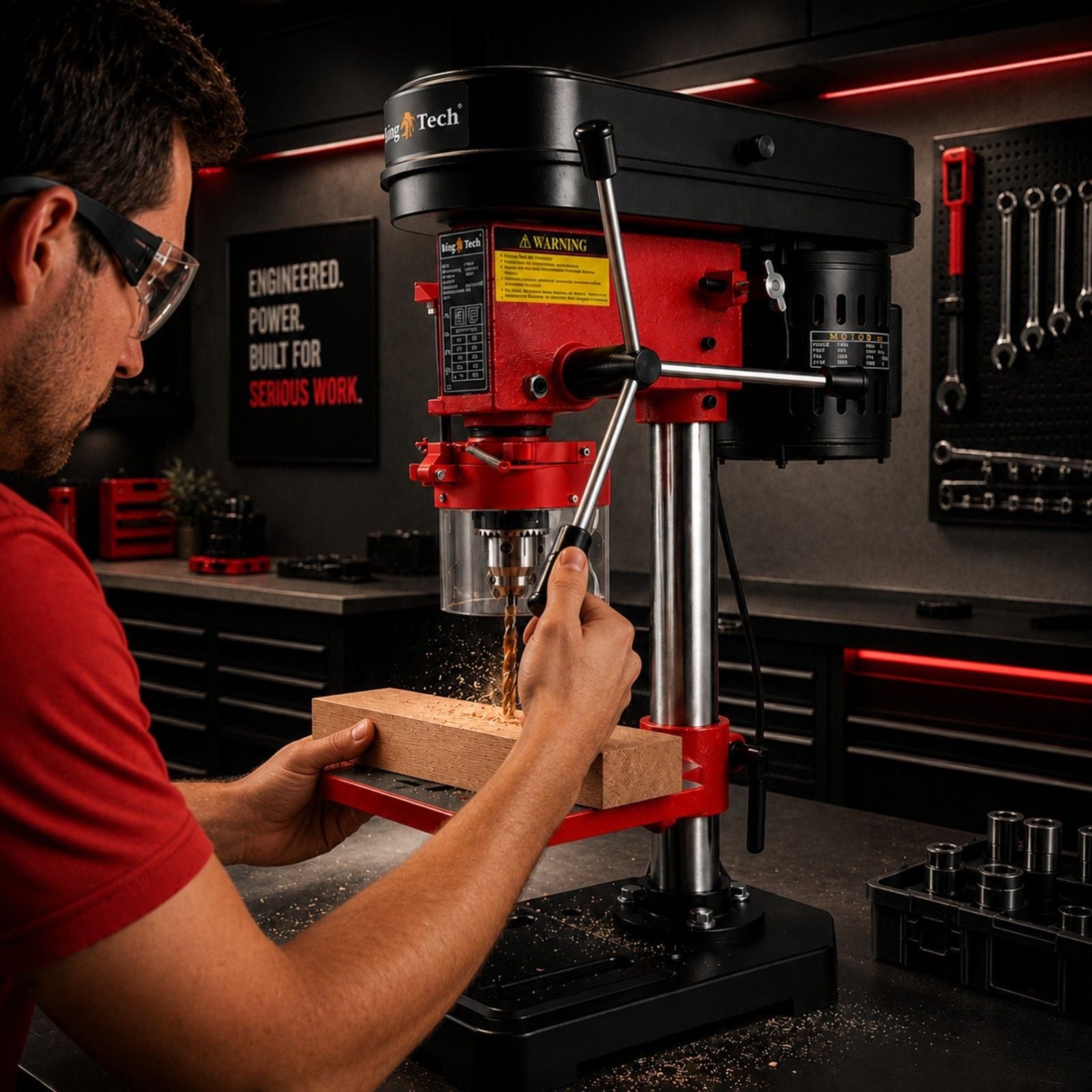 King Tech 450W Drill Press Pedestal Benchtop Bench Stand Pillar 5 Variable Speed