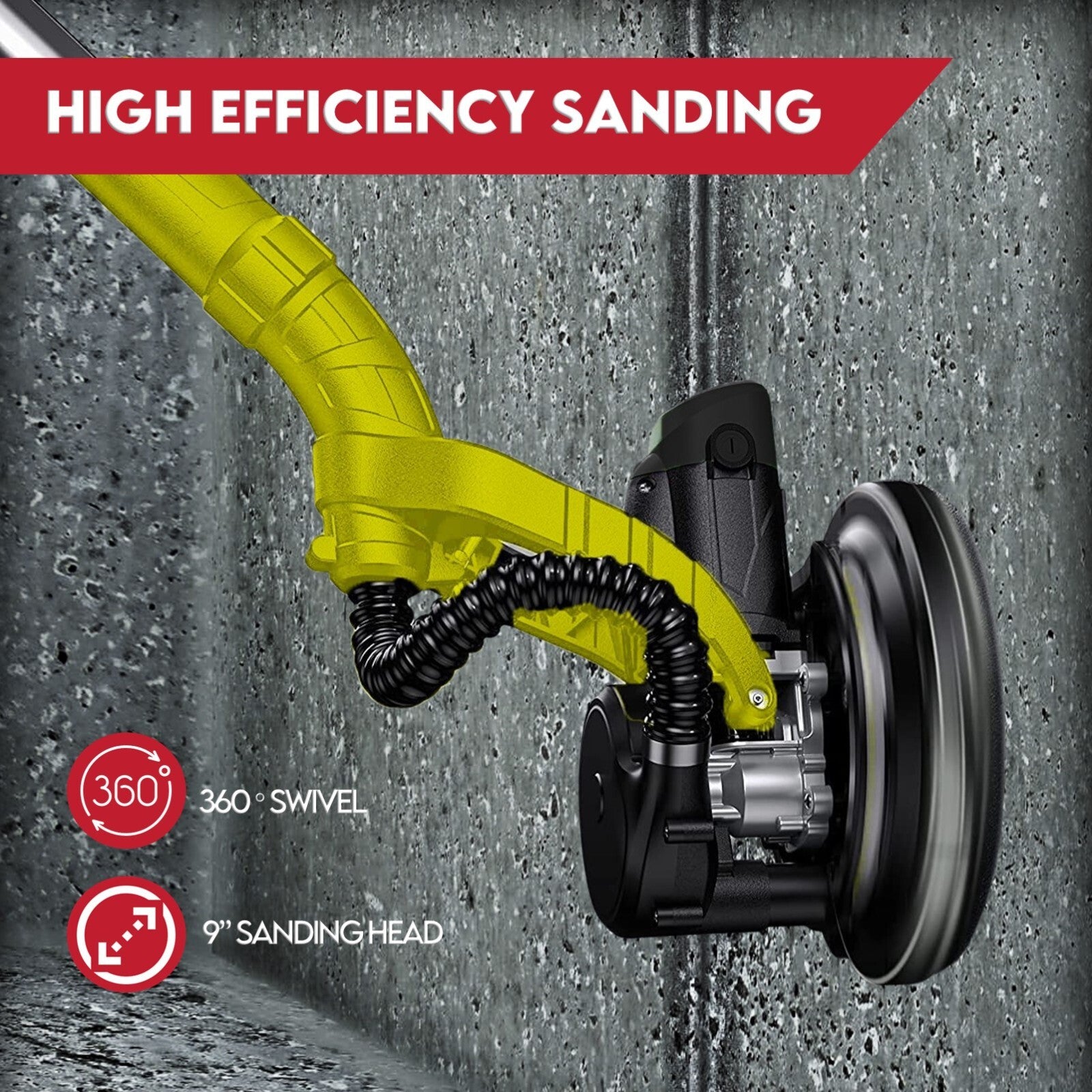 2000W Electric Drywall Sander Hand-Held Machine Plaster Wall Vacuum Bag 7-Speed V379-DRYSND2309