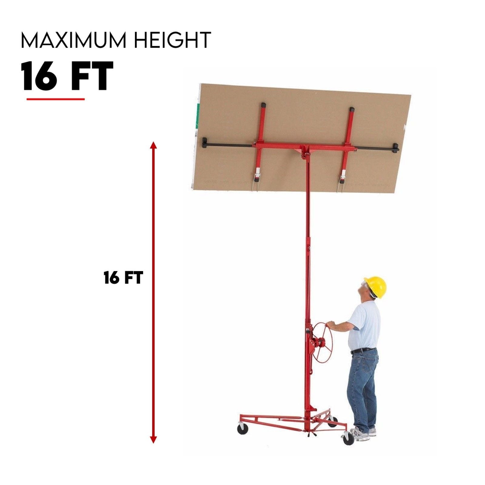 16FT Sheet Panel Lifter Plaster Drywall Panel Gyprock Plasterboard Hoist Lift V379-DRYWLLHS16