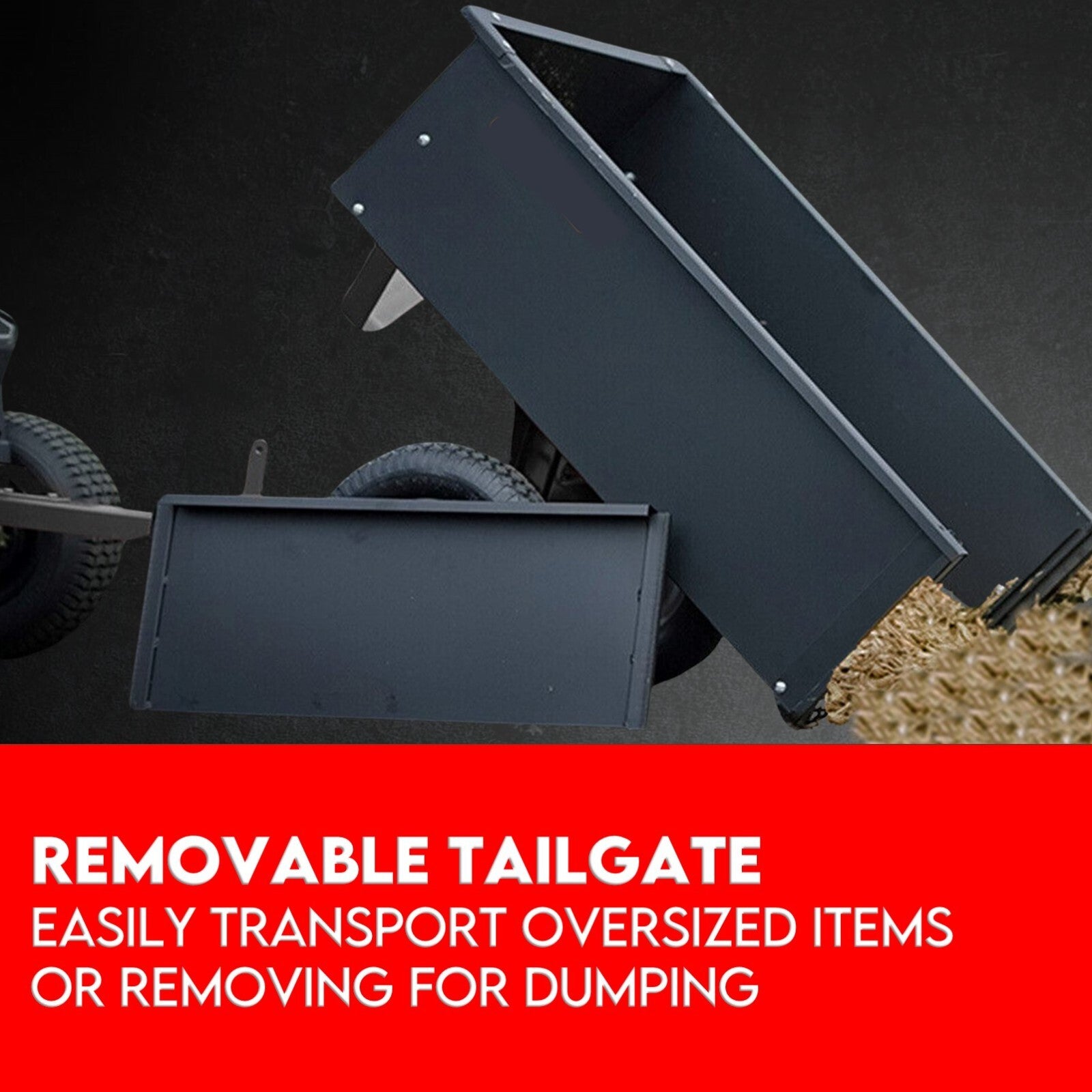 270kg Steel Dump Cart for Ride on Mower ATV Metal Garden Trailer V379-DUMPCART27
