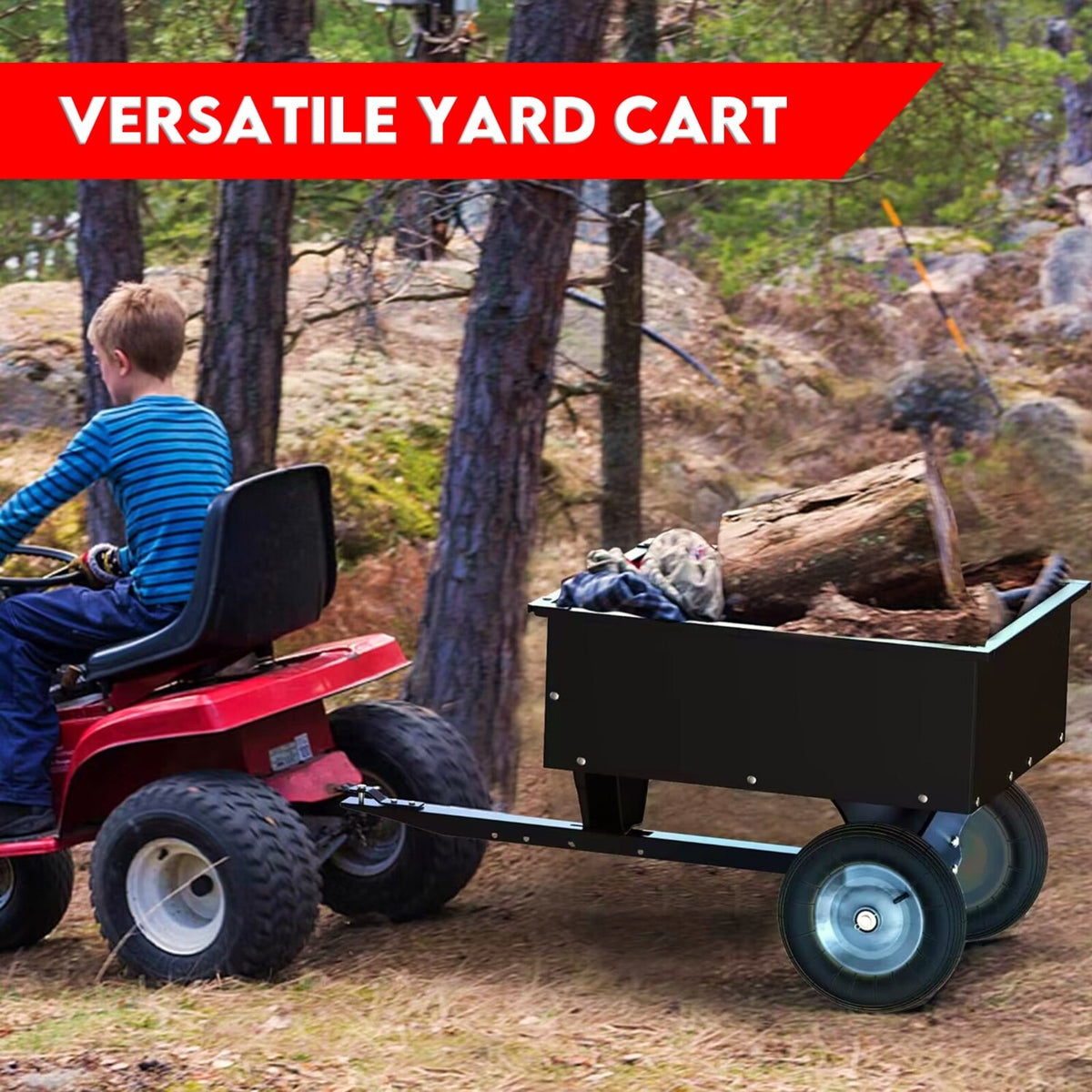 270kg Steel Dump Cart for Ride on Mower ATV Metal Garden Trailer V379-DUMPCART27