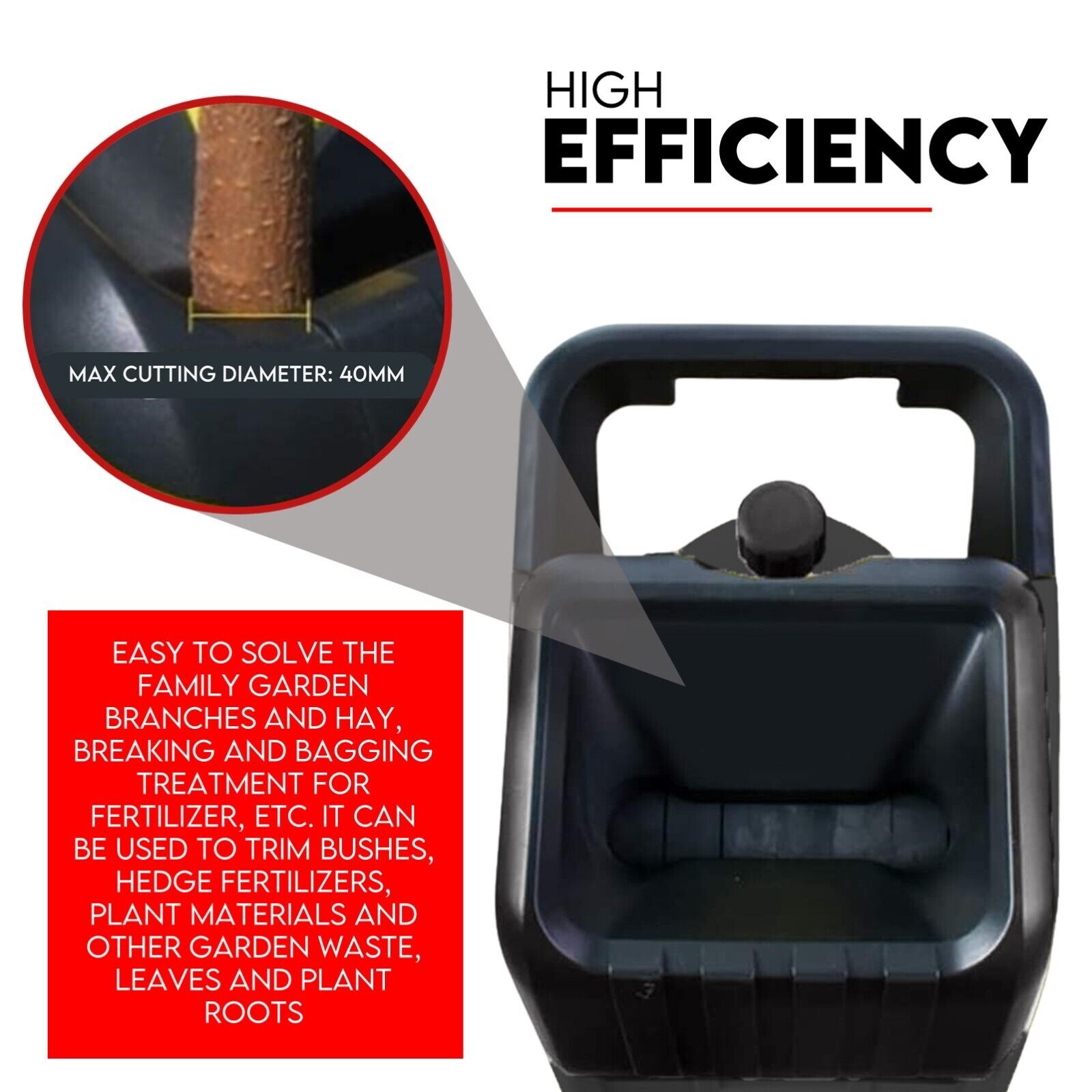 2500W Electric Garden Mulcher Shredder Portable Wood Chipper on Wheels w/ bag V379-ELCTRCHP025001