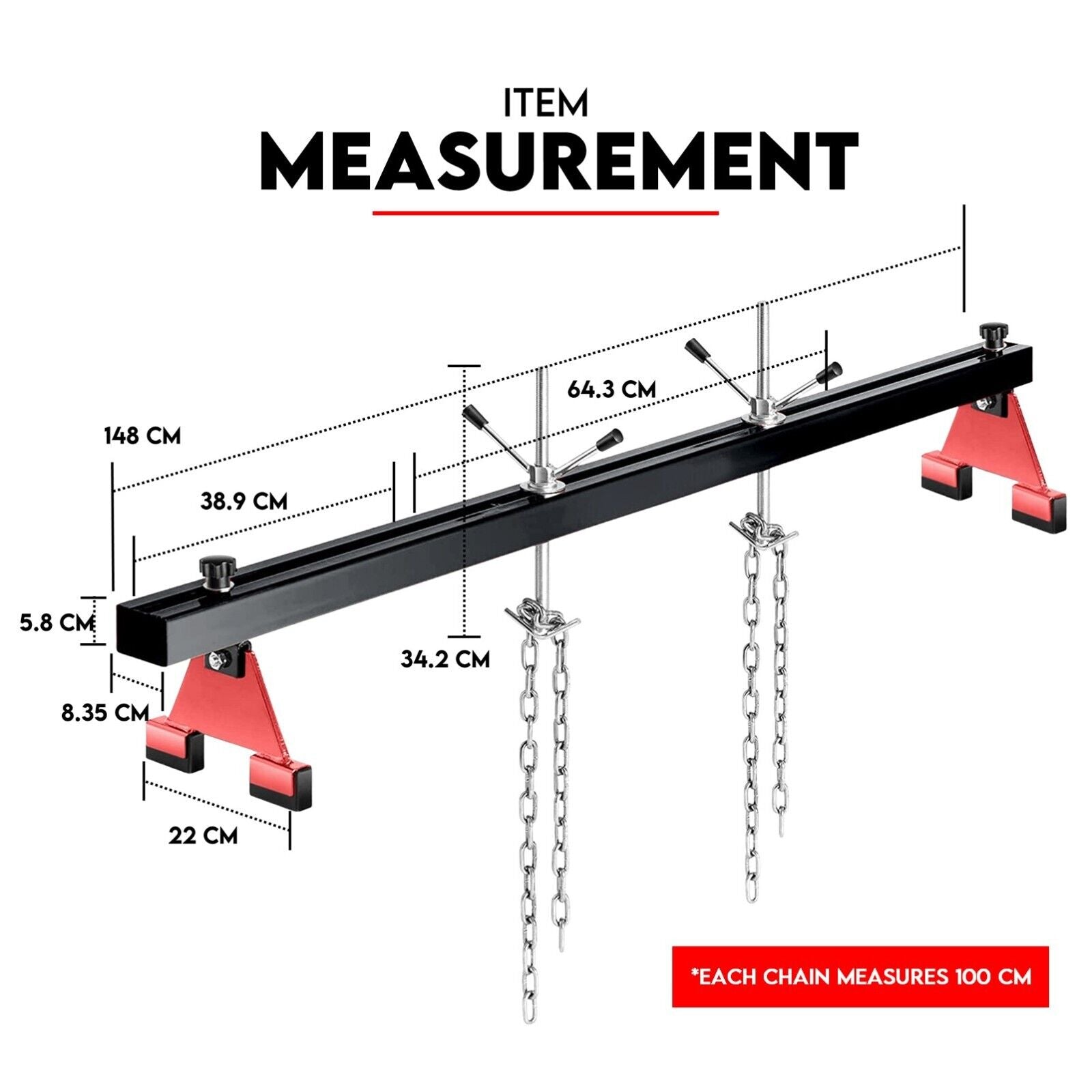 Engine Support Bar Engine Load Leveler 1100 Lbs Transmission w/ Dual Hook V379-ENGSUPRBEAM002