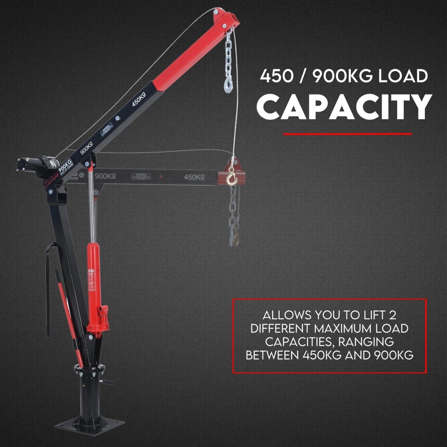 900kg Swivel Hydraulic Crane Hoist 12V Electric Jack V379-ESWIVLCRANE001