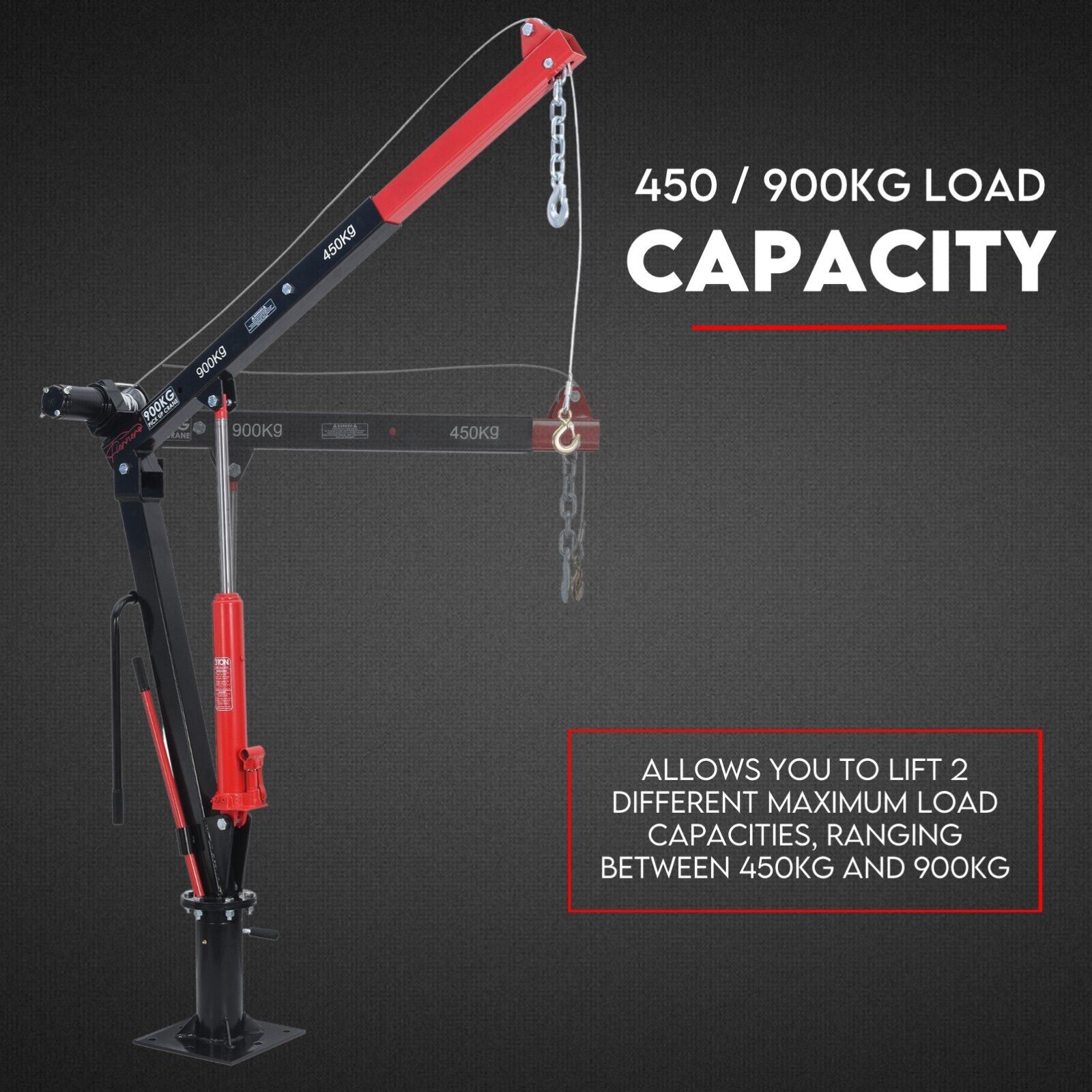 900kg Swivel Hydraulic Crane Hoist 12V Electric Jack V379-ESWIVLCRANE001