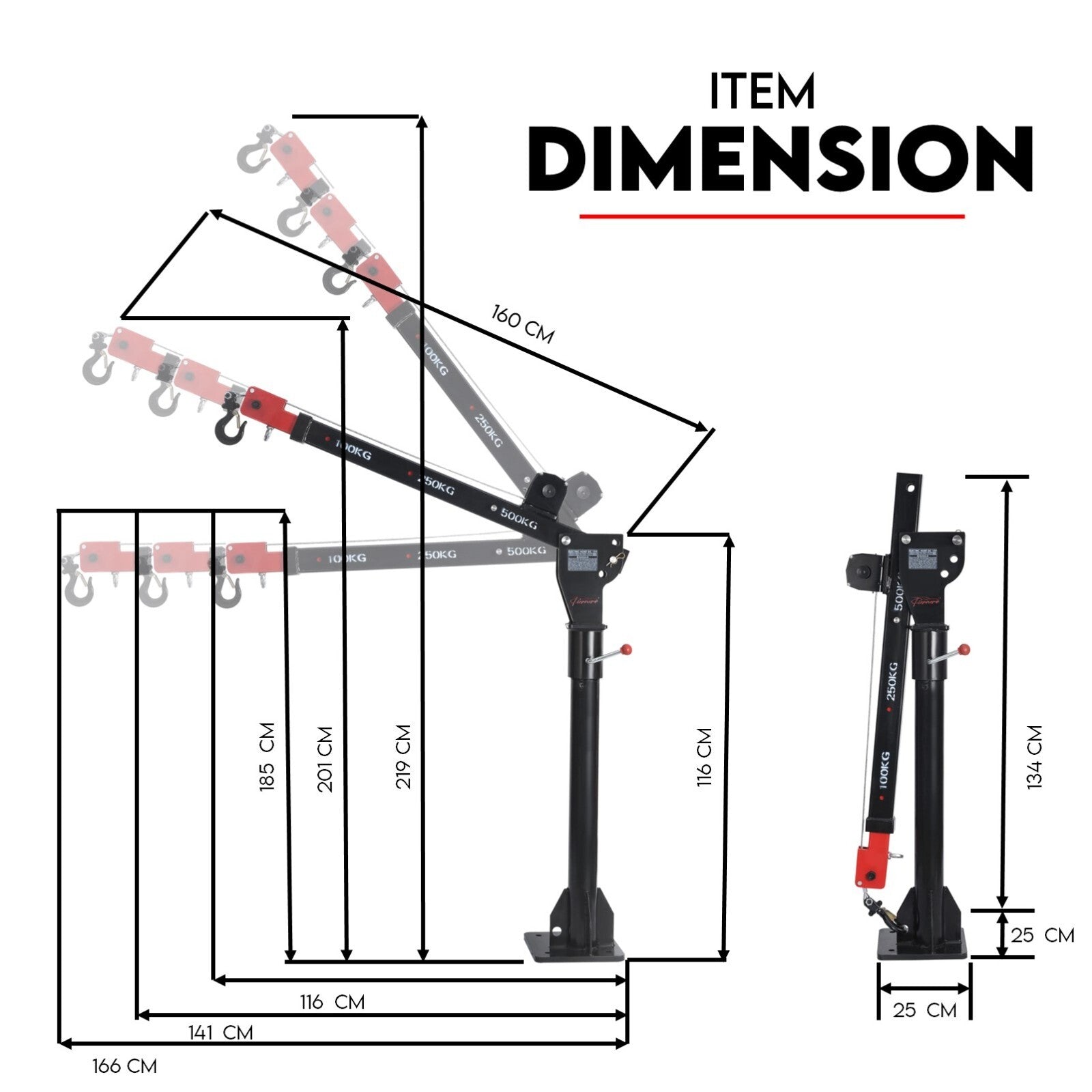 800kg Electric Hoist Winch Crane 12V Swivel Car Truck UTE Lift 360 degrees Pick up V379-EWINCHCRAN
