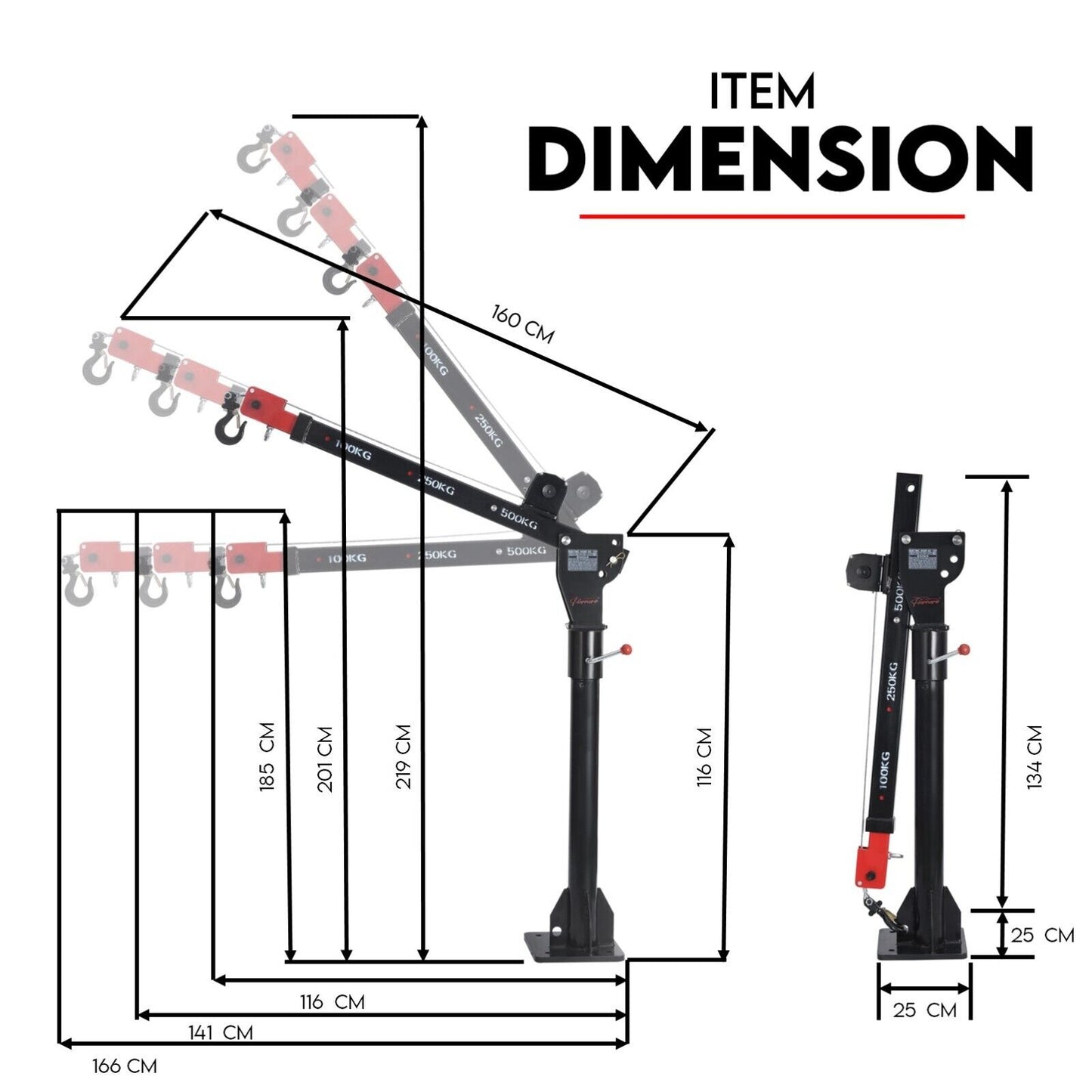 800kg Electric Hoist Winch Crane 12V Swivel Car Truck UTE Lift 360 degrees Pick Up V379-EWINCHCRANE001