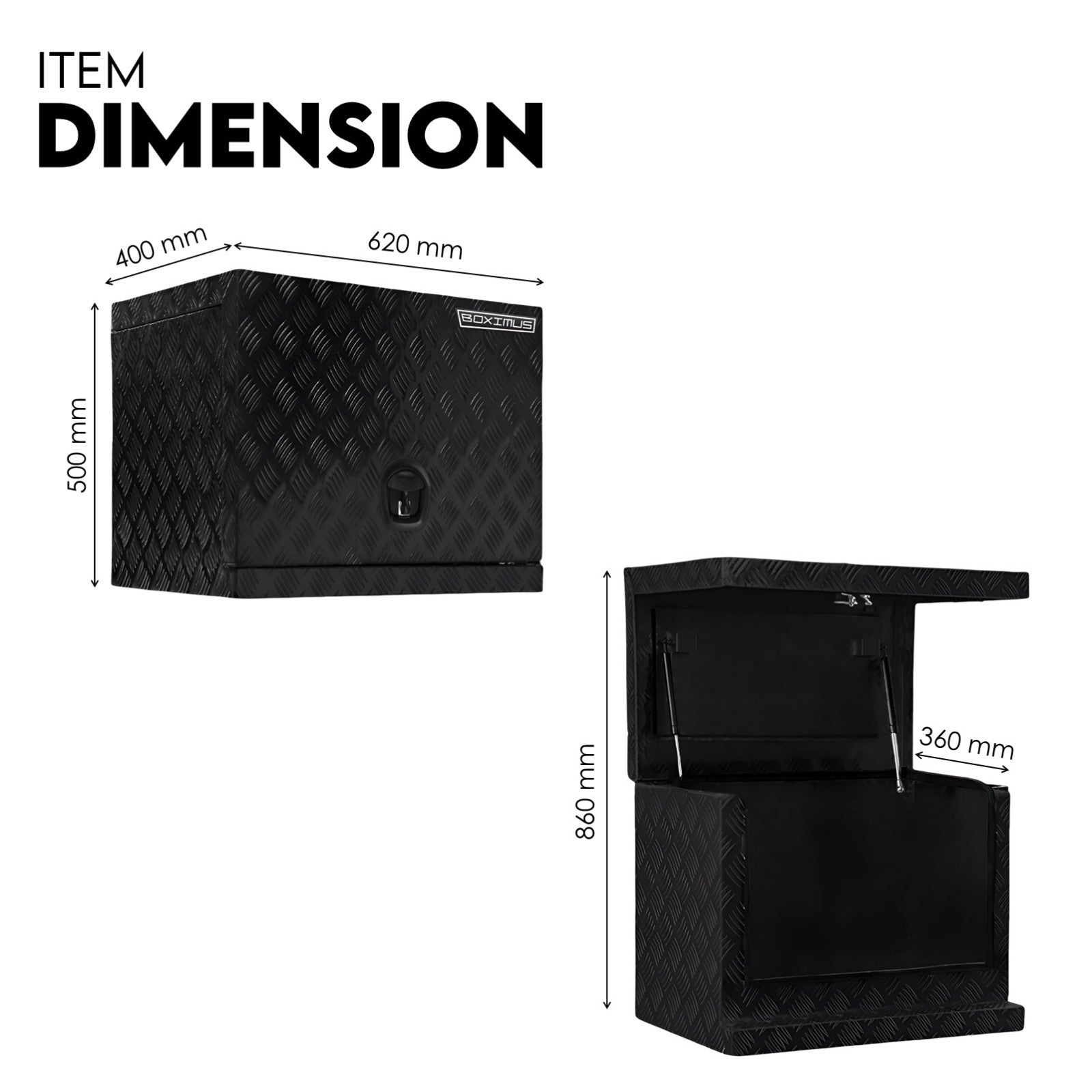 Black Aluminium Generator Toolbox Ute Tool Box Trailer Canopy Tool Box 62x40x50 cm V379-GNTLBLXG62