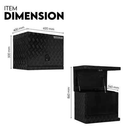 Black Aluminium Generator Toolbox Ute Tool Box Trailer Canopy Tool Box 62x40x50 cm V379-GNTLBLXG62