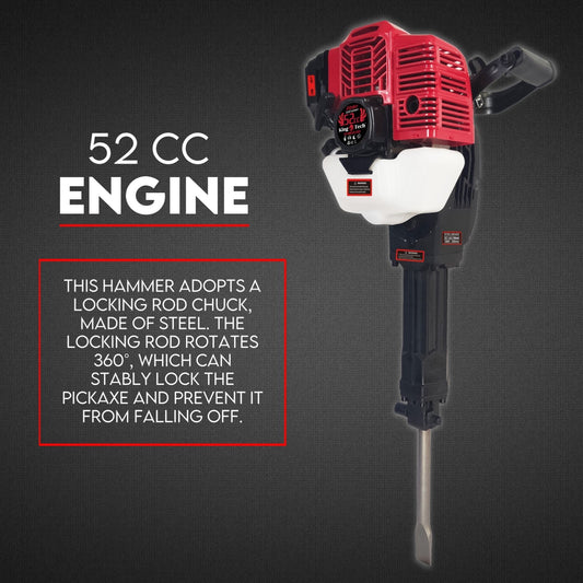 2 Stroke Petrol Demolition Jackhammer Concrete Tile Breaker 52cc Jack Hammer V379-JAKHAMER05
