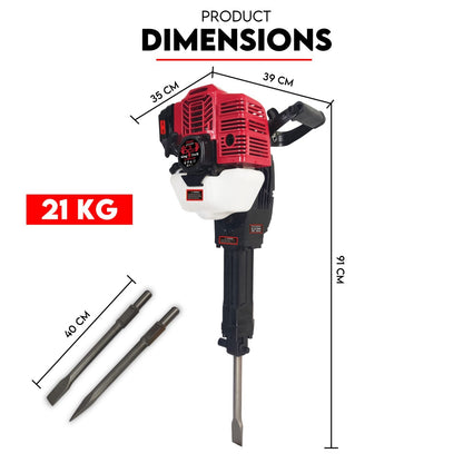 2 Stroke Petrol Demolition Jackhammer Concrete Tile Breaker 52cc Jack Hammer V379-JAKHAMER05