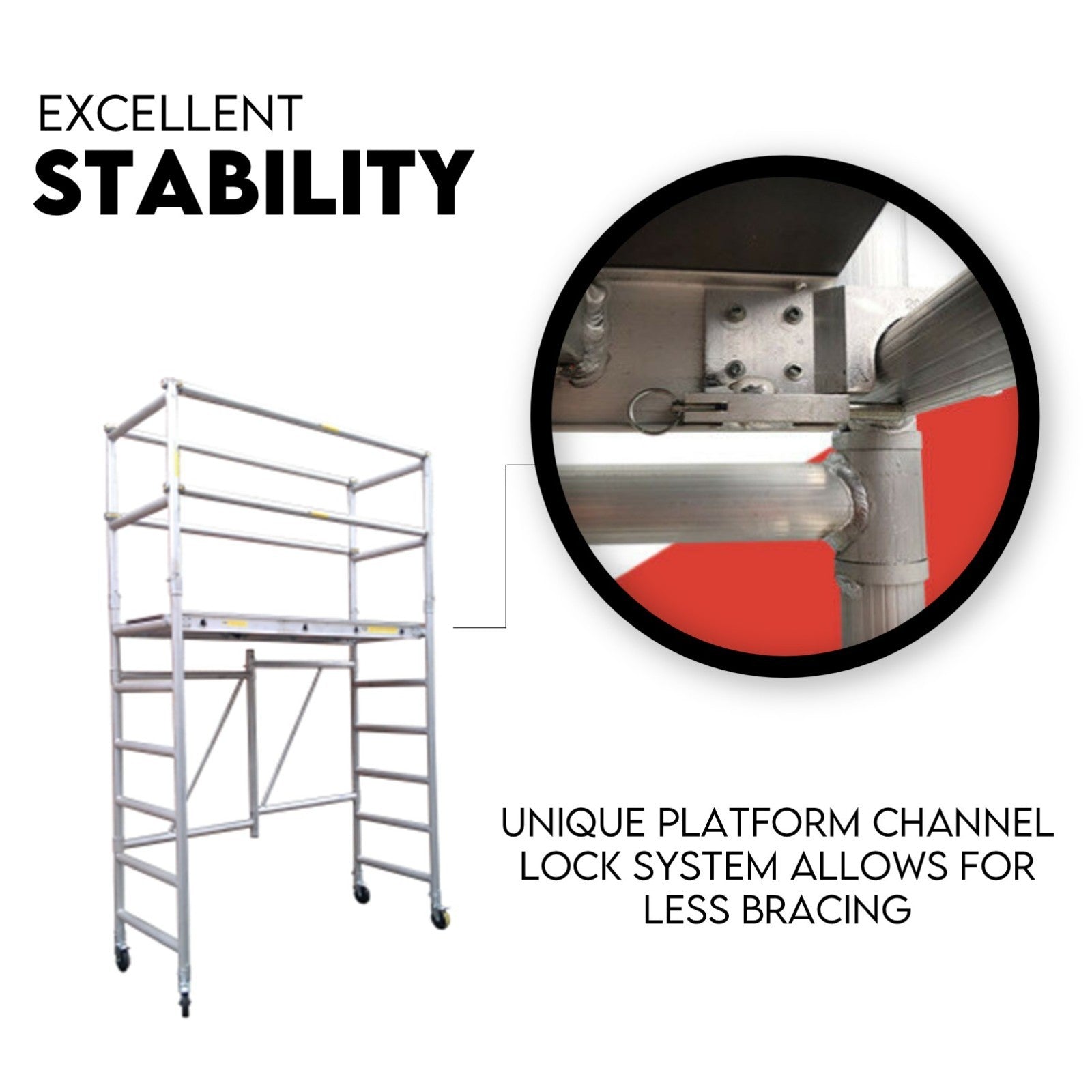 3M Mobile Scaffold Aluminium 225KG Capacity Portable Safety Platform V379-MOBSCAFF30