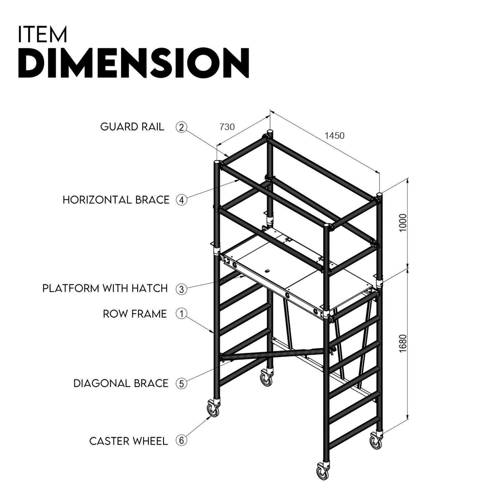 3M Mobile Scaffold Aluminium 225KG Capacity Portable Safety Platform V379-MOBSCAFF30