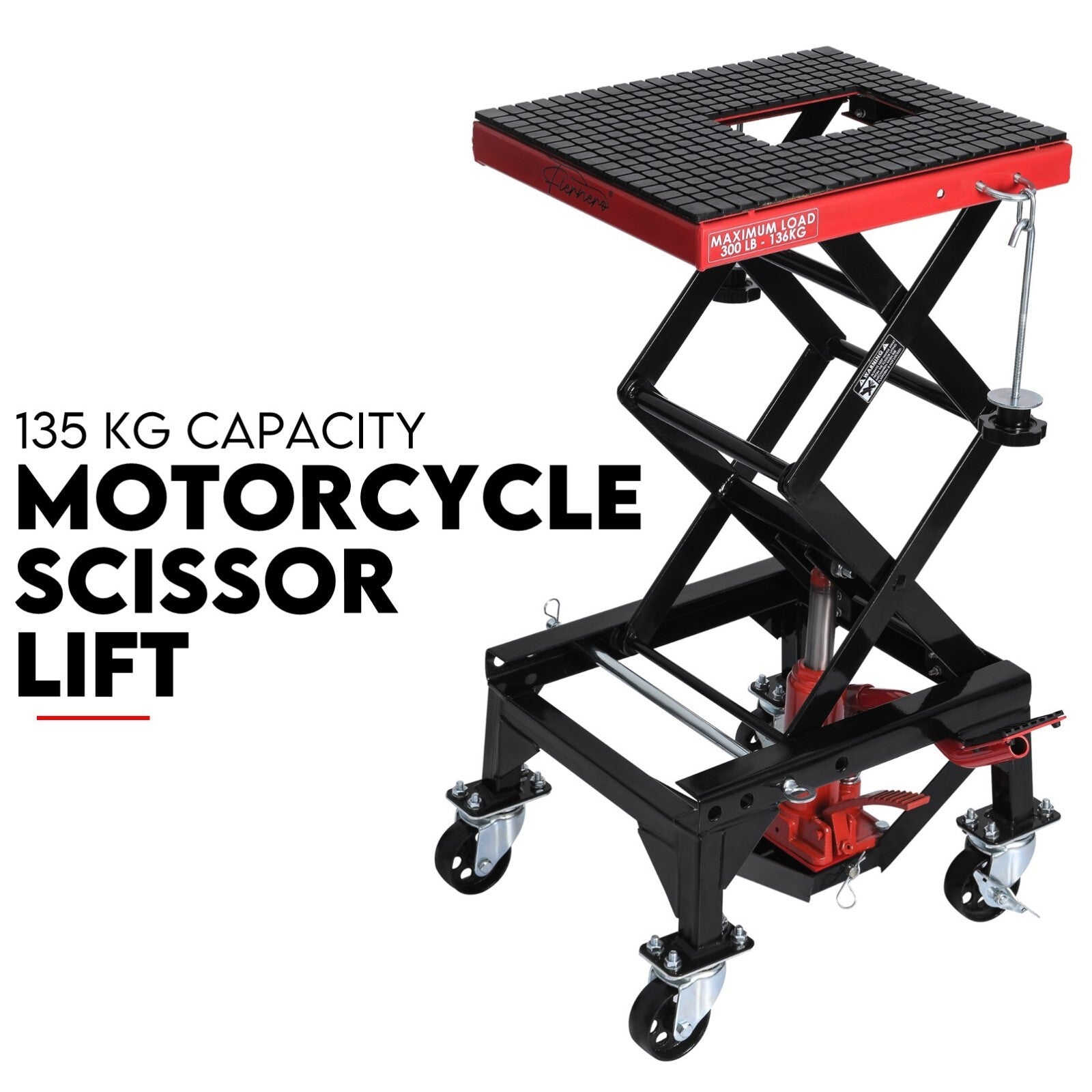 Motorcycle Scissor Lift Stand w/ castors 136KG Motorbike Working Bench Jack V379-MOTOSCRLIF