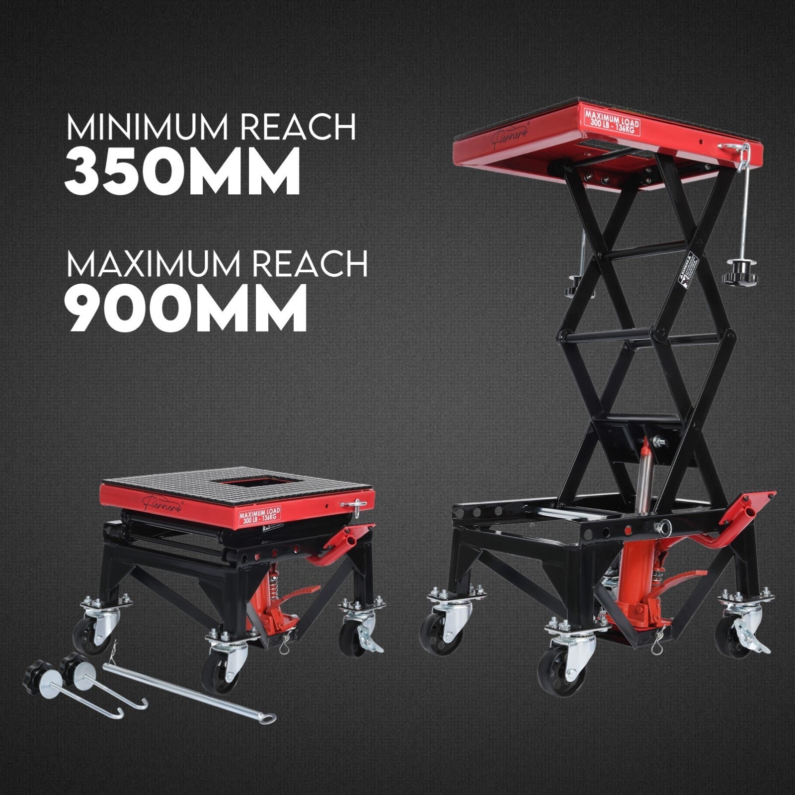 Motorcycle Scissor Lift Stand w/ castors 136KG Motorbike Working Bench Jack V379-MOTOSCRLIF