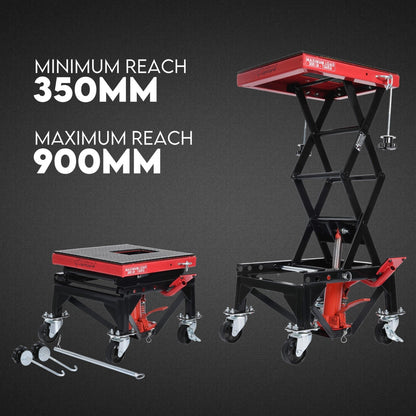 Motorcycle Scissor Lift Stand w/ castors 136KG Motorbike Working Bench Jack V379-MOTOSCRLIF