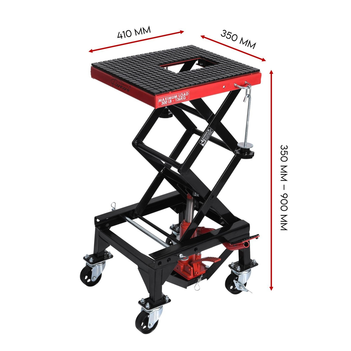 Motorcycle Scissor Lift Stand w/ castors 136KG Motorbike Working Bench Jack V379-MOTOSCRLIF