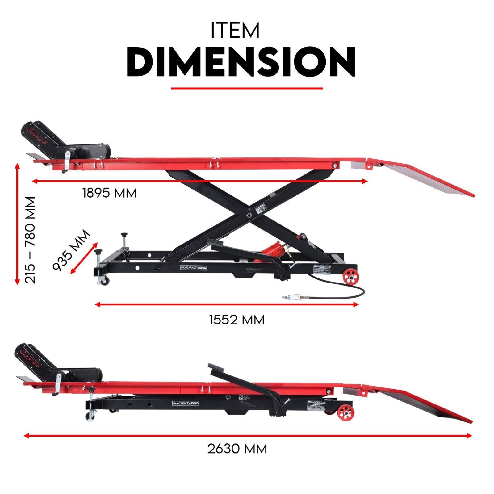 Motorcycle Lift 500kg Table Hydraulic Bike Jack Mechanic Stand Hoist Lifter V379-MTRLFTAIR5