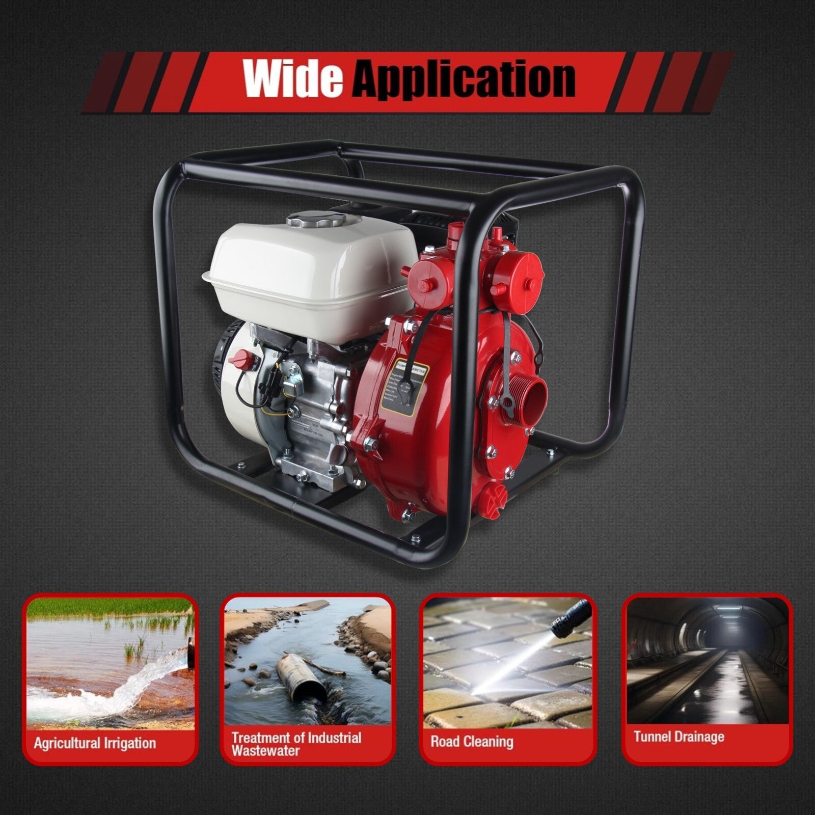 6.5HP Petrol Water Pump Honda GP200 Twin Impeller Irrigation Fire Fighting V379-PETRLWTRGP
