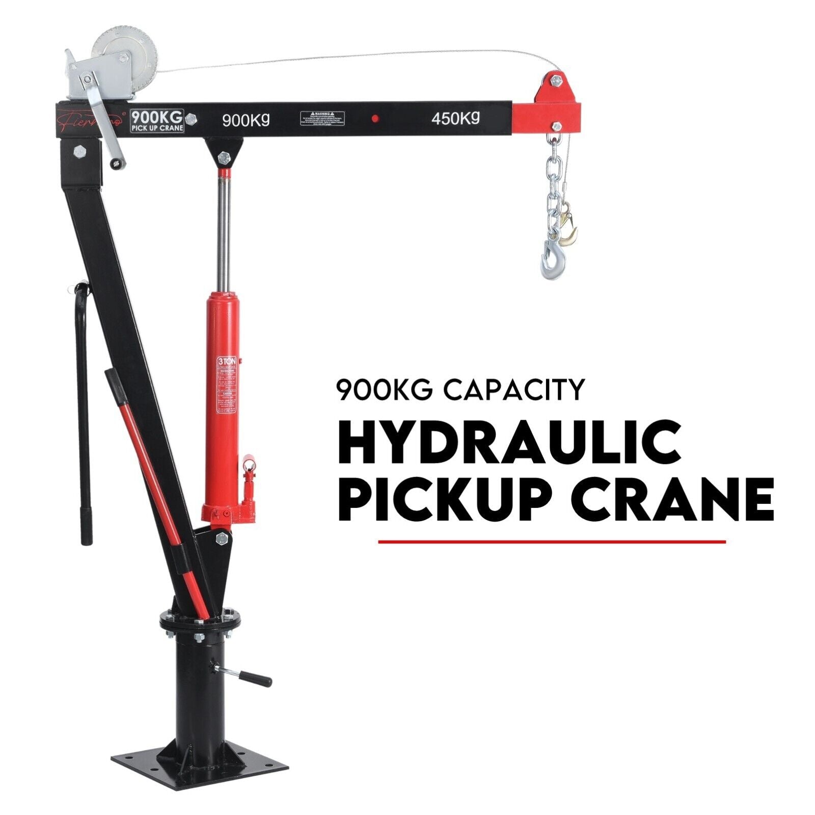 Hydraulic Crane 900kg Pickup Swivel Ute Truck Trailer Lift Hoist Winch Haul V379-PKUPCRNBOSET01